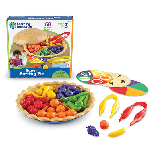 Learning Resources Super Sorting Pie - 68 Piezas, Edades 3+ años Juguetes de Desarrollo Temprano, Juguete de Motricidad Fina, Juguetes Educativos para Niños, Comida de Juguete para Niños