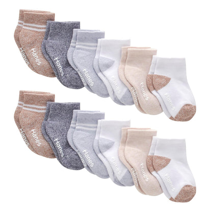Hanes And Toddler Socks, Non-slip Grip Ankle Socks, Boys' and Girls', Multipacks Calcetines bebés niños