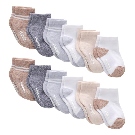 Hanes And Toddler Socks, Non-slip Grip Ankle Socks, Boys' and Girls', Multipacks Calcetines bebés niños