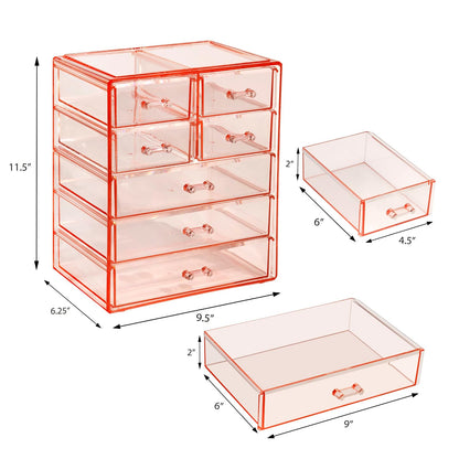 Sorbus Acrylic Makeup Organizer - Organization and Storage Case for Cosmetics Make Up & Jewelry - Big Clear Makeup Organizer for Vanity, Bathroom, College Dorm, Closet, Desk (3 Large, 4 Small Drawers)