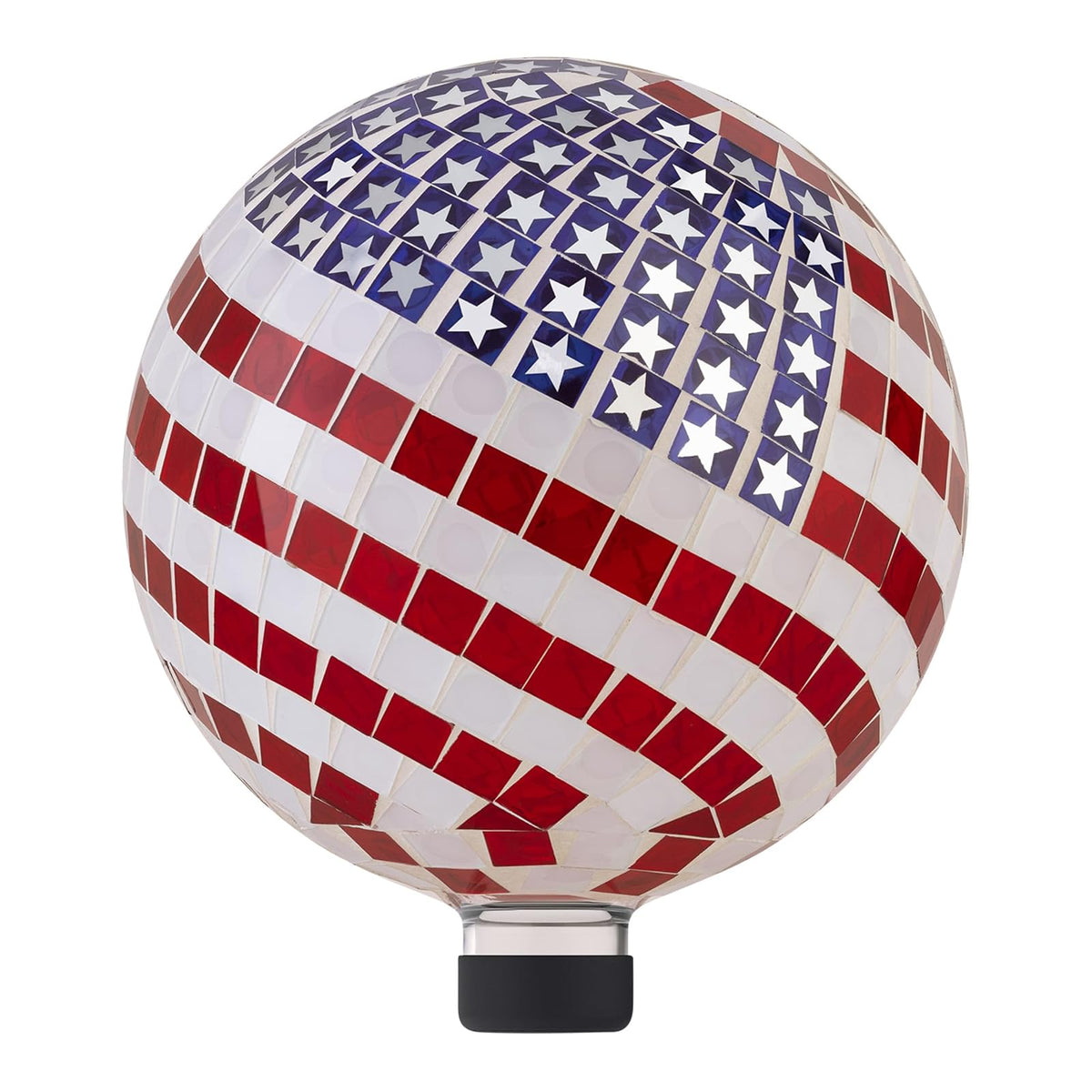 Alpine Corporation Globo de Vidrio con Mosaico de 10" de Diámetro para Interior/Exterior, Decoración de Jardín con Diseño Patriótico