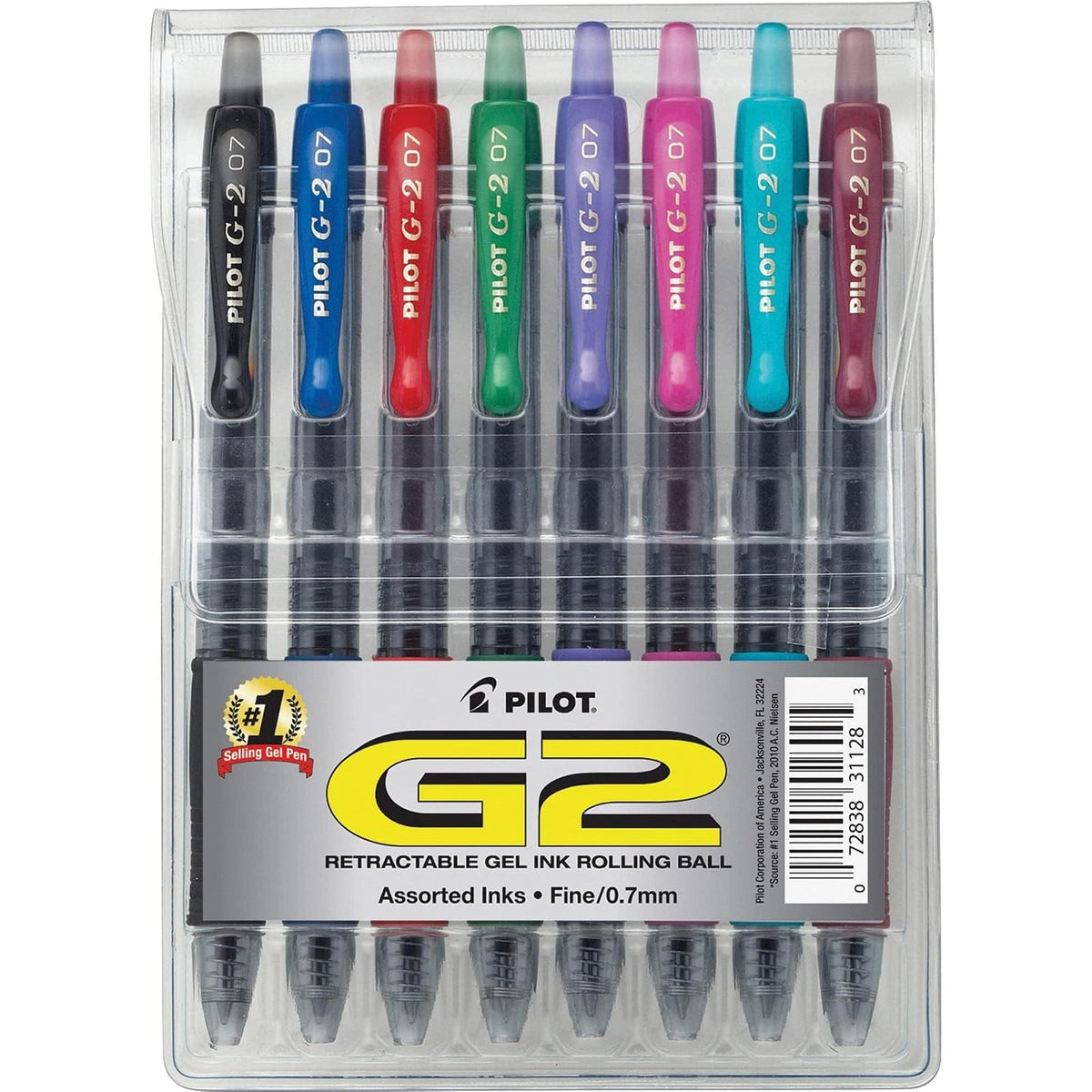 Pilot G2 Bolígrafos de Gel Recargables Punta Fina 0.7 mm - Surtido - Retráctil
