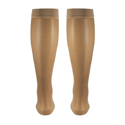 Truform Sheer Compression Stockings, 15-20 mmHg, Women's Knee High Length, Open Toe, 20 Denier, Beige, Large