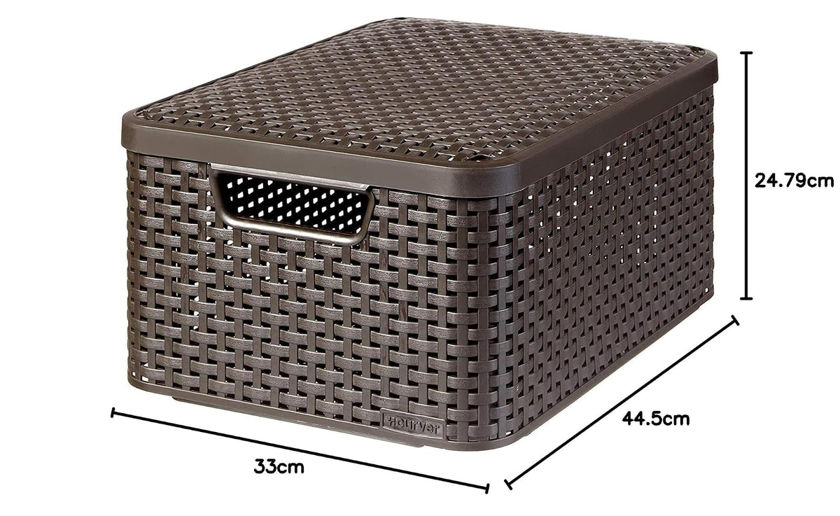 Curver - Caja de alamacenaje (plástico, 7 L, 18 L, 30 L), Color café Oscuro