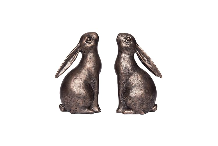 Creative Co-op - Sujetalibros de Resina de Bronce en Forma de Conejo (Juego de 2 Piezas)