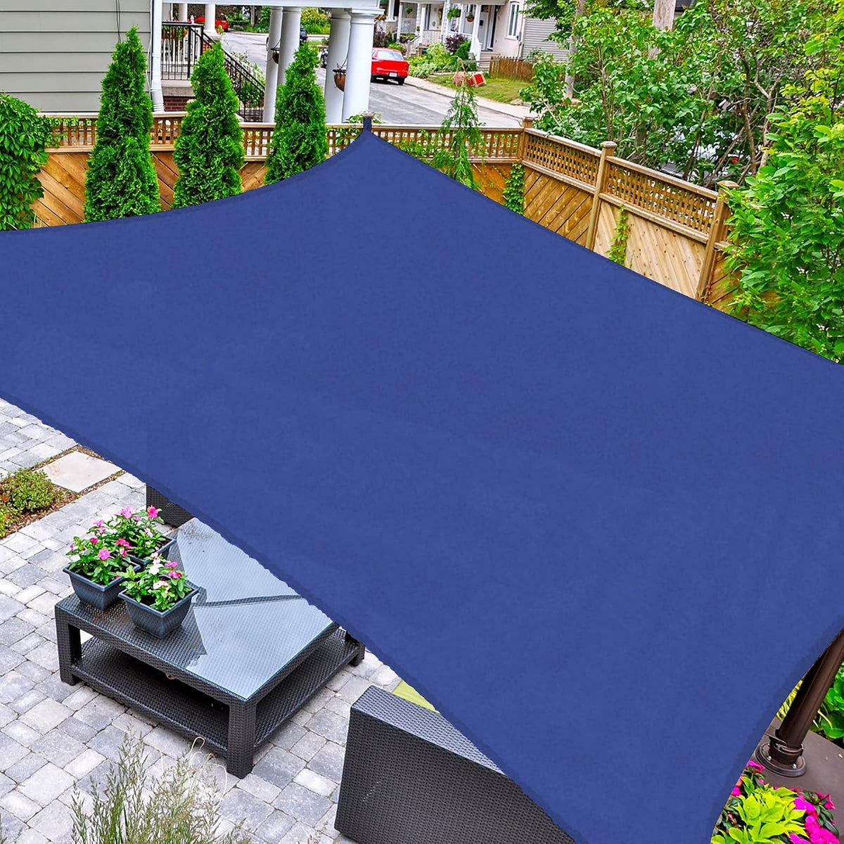 AsterOutdoor Toldo Vela Triangular para Patio, Bloqueo UV 95% - Azul - 8' x 12'