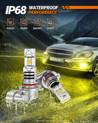 Sealight Bombillas LED H10 9145 9140 para Luz Antiniebla Amarilla | 18000 lm, Amarillo, Paquete de 2, XF5 Series