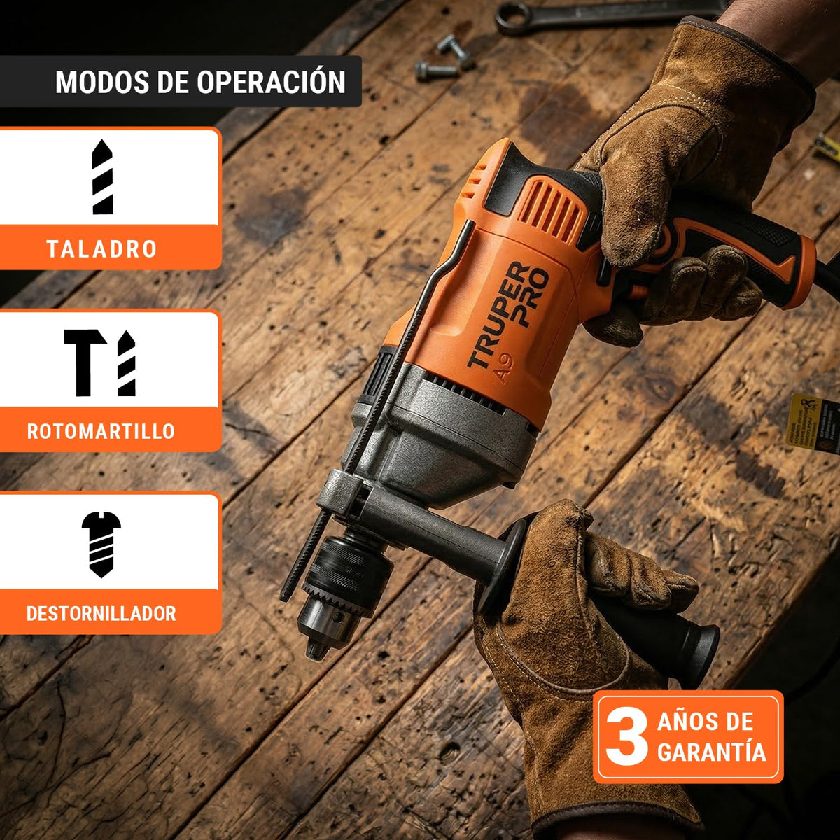 Truper ROTO-1/2A9, Rotomartillo 1/2" 850 W profesional