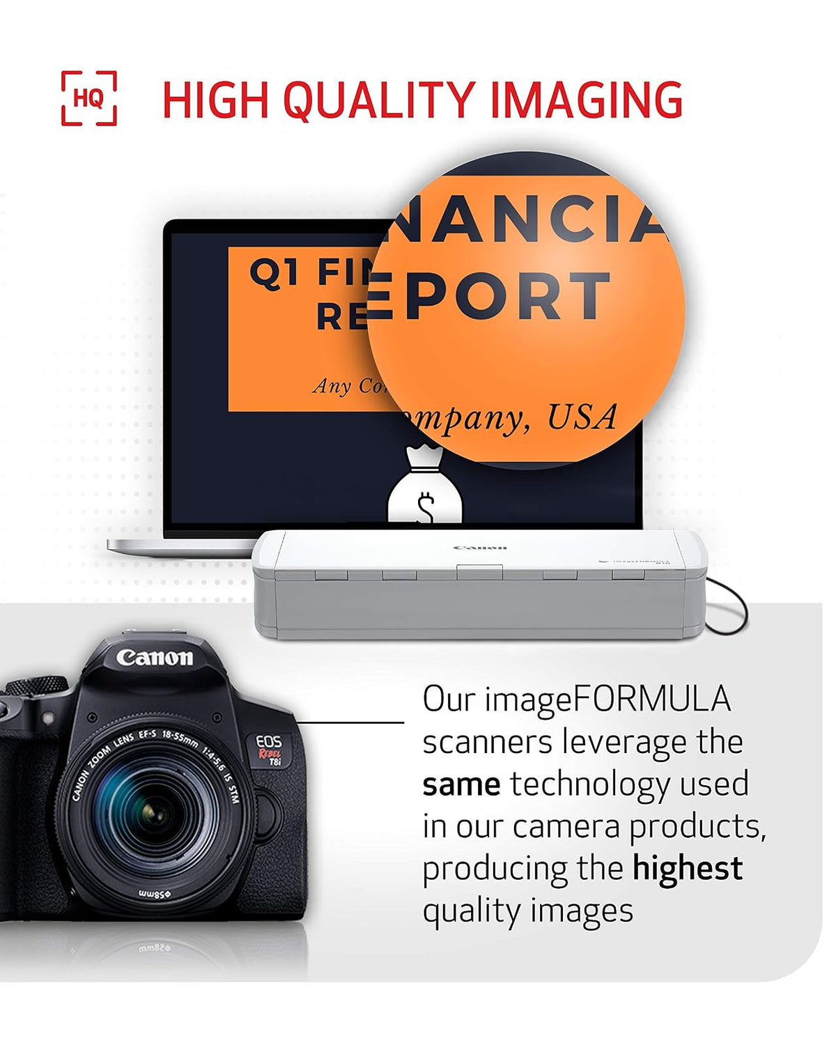 Canon imageFORMULA R10 Escáner de Documentos portátil, escaneo de 2 Caras con alimentador de 20 páginas, fácil configuración para el hogar u Oficina, Incluye Software, (4861C001)