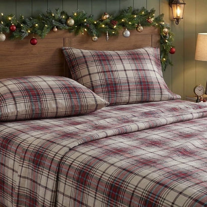 Eddie Bauer - Juego de sábanas de Franela de algodón, Cepillado para Mayor suavidad, decoración acogedora del hogar (Montlake Plaid, Queen)