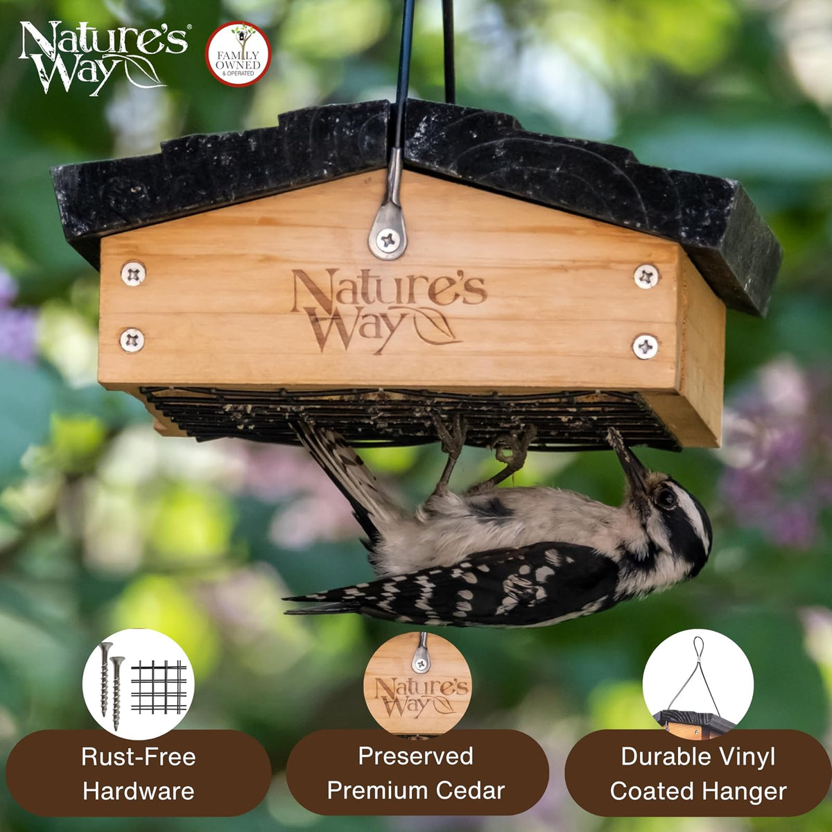 Nature's Way Bird Products CWF2 Cedar Suet Upside-Down - Alimentador para pájaros