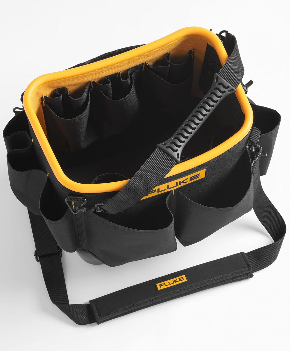 Bolsa Organizadora Profesional Fluke TB25 Cubo Rígido 5.2 Gal (≈20 l) 28 Bolsillos Fondo impermeable y Cuerpo de Poliéster 600D Ideal para Herramientas de Campo