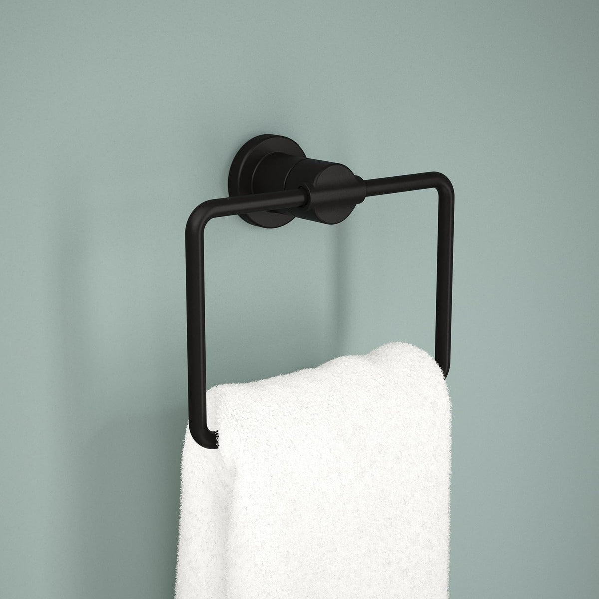 Delta Nicoli (1 Unidad), Soporte para Toallas de Mano, Color Negro Mate, para baño, Pared, Soporte Cuadrado para Toallas, Colgador de Toallas de baño, Accesorios de baño, NIC46-MB