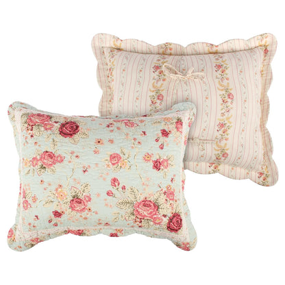 Greenland Home Antique Rose 100% algodón Funda de Almohada Acolchada, Tamaño estándar, 51 cm x 66 cm (Aprox.), Azul