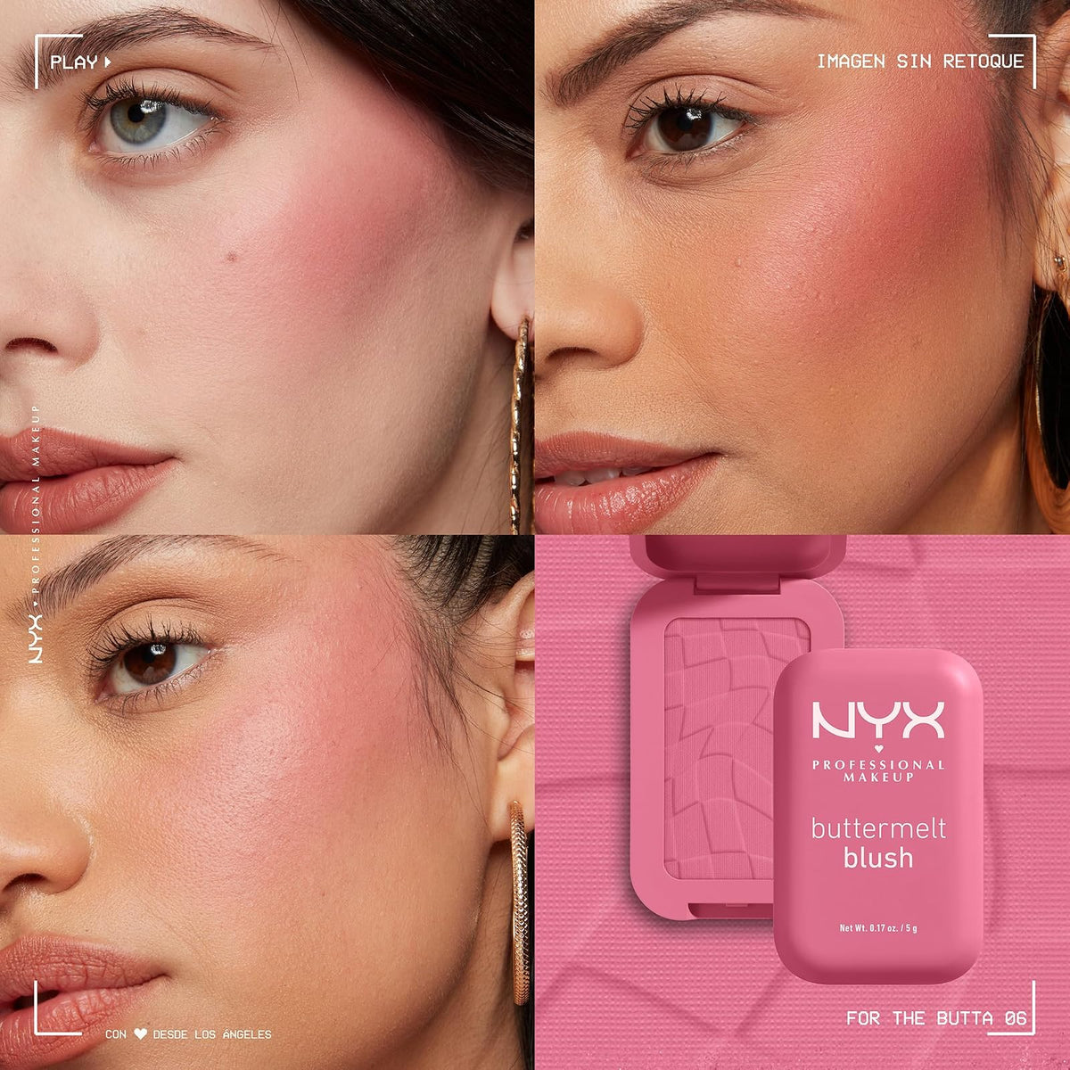 NYX Professional Makeup Blush, Rubor en Polvo, con hasta 12 horas de duración, de alta pigmentación resistente a la decoloración y transferencia, tono: For The Butta - 5gr