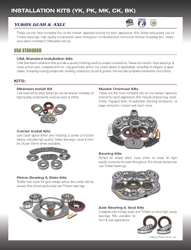 USA Standard Gear Kit de Reconstrucción de Cambio Maestro Diferencial Estándar para Chrysler 2001 a 2009 9.25 Pulgadas Trasera
