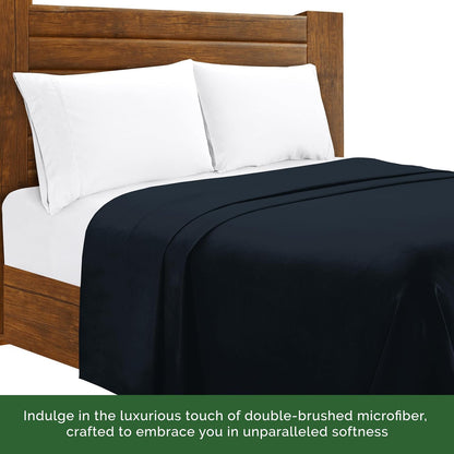 Elegant Comfort Sábana Plana Lisa de Lujo de 1500 Hilos, Ultra Suaves Calidad de Hotel, sábanas de Microfibra Suave y Transpirable para el hogar, Libre de Arrugas, 1 Pieza, King, Negro