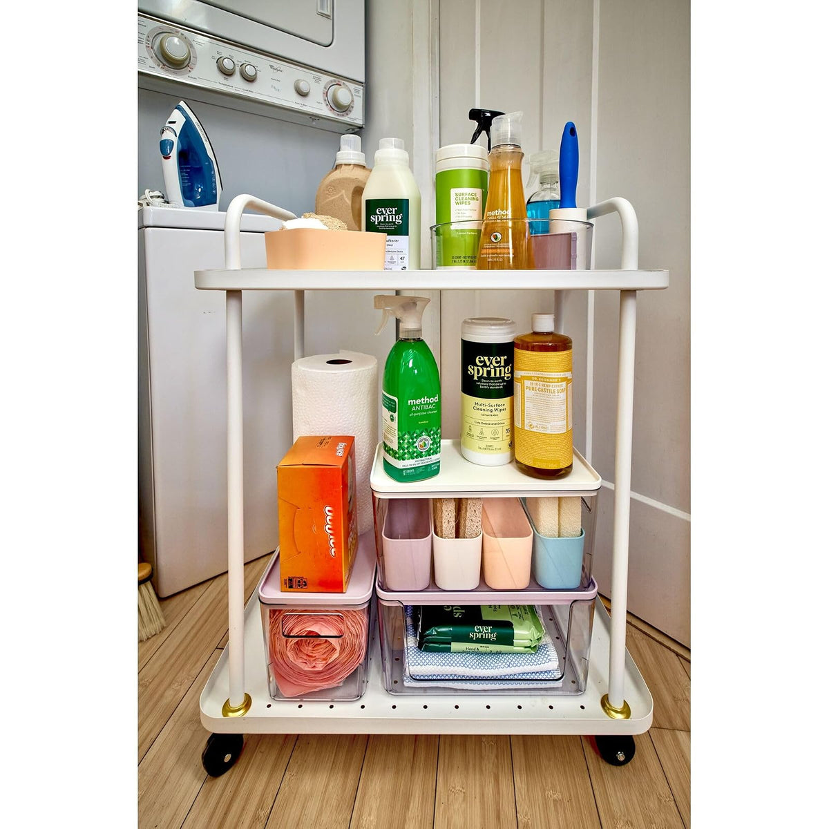 Rosanna Pansino x iDesign cubeta de almacenamiento de cocina de plástico reciclado con tapa, contenedor transparente/tapa de lavanda, 12 x 12 x 6 pulgadas
