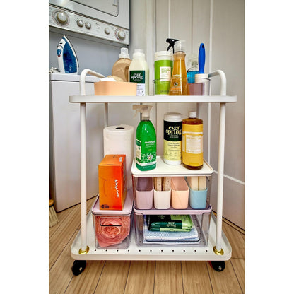 Rosanna Pansino x iDesign cubeta de almacenamiento de cocina de plástico reciclado con tapa, contenedor transparente/tapa de lavanda, 12 x 12 x 6 pulgadas