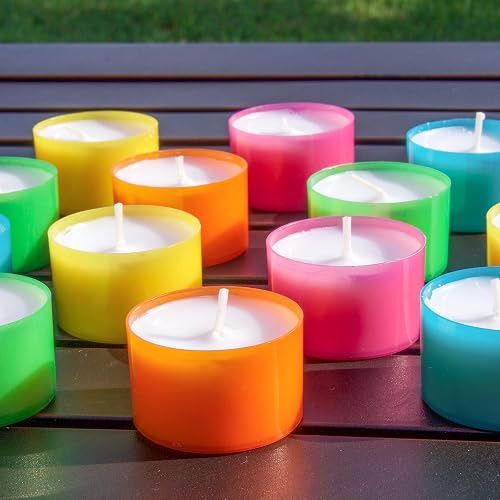 Stonebriar - Juego de 96 velas de té multicolor sin aroma con tiempo de combustión de 6 a 7 horas