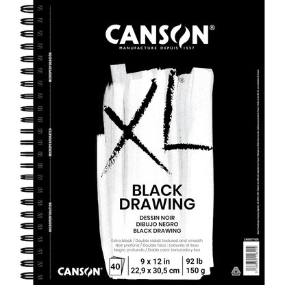 CANSON XL Series - Dibujo Negro, Negro, 22.86 x 30.48 cm, 1 | Negro, 1 almohadilla, papel de 150 g, 40 hojas