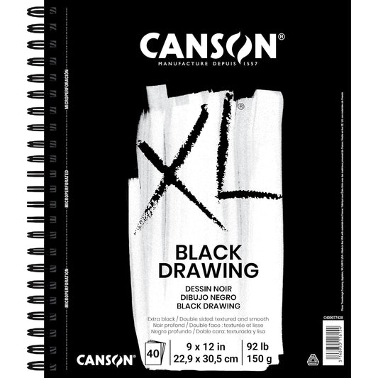CANSON XL Series - Dibujo Negro, Negro, 22.86 x 30.48 cm, 1 | Negro, 1 almohadilla, papel de 150 g, 40 hojas