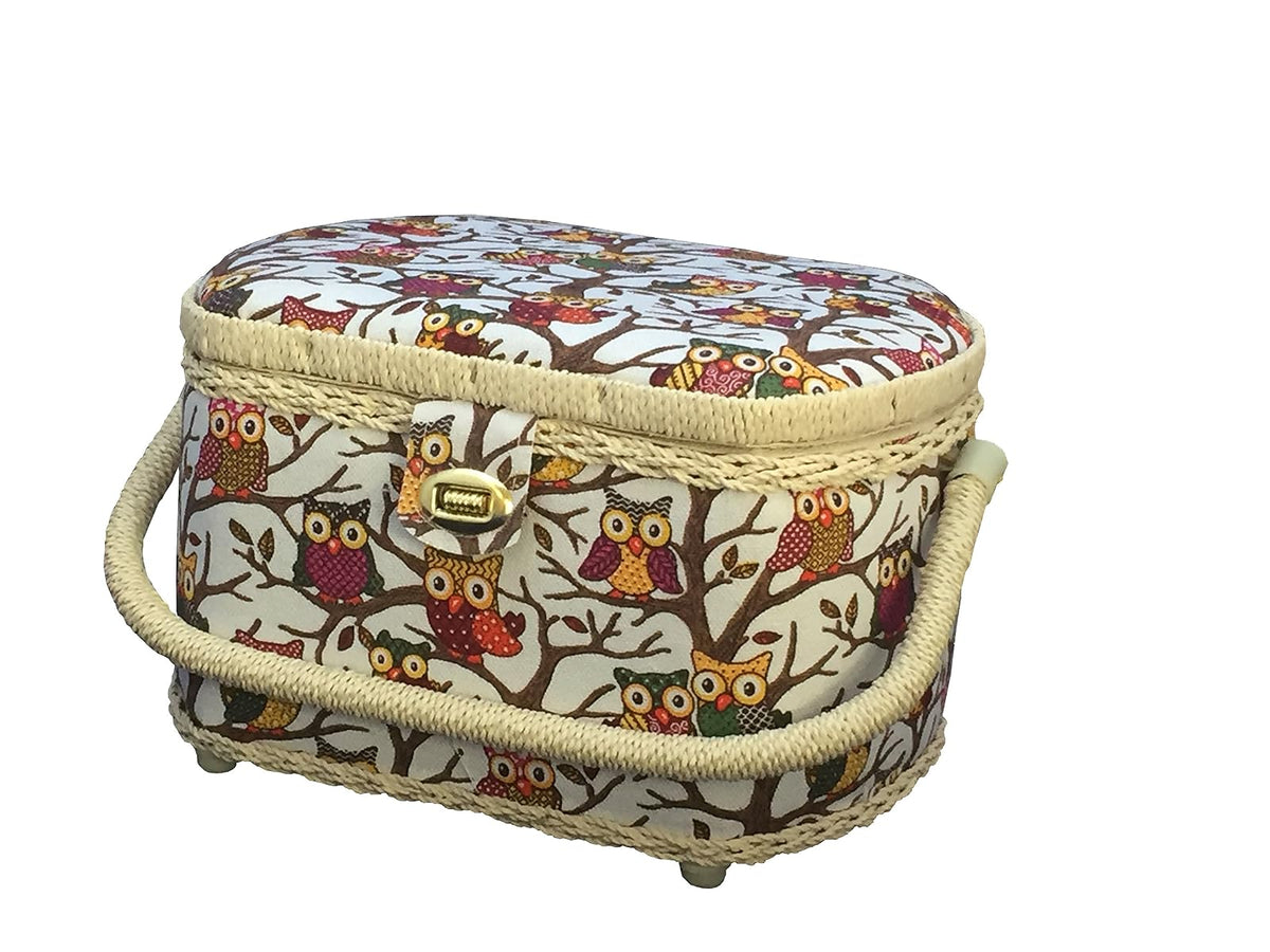 Michley Cesta de Costura con Kit de Costura, Búhos, 1
