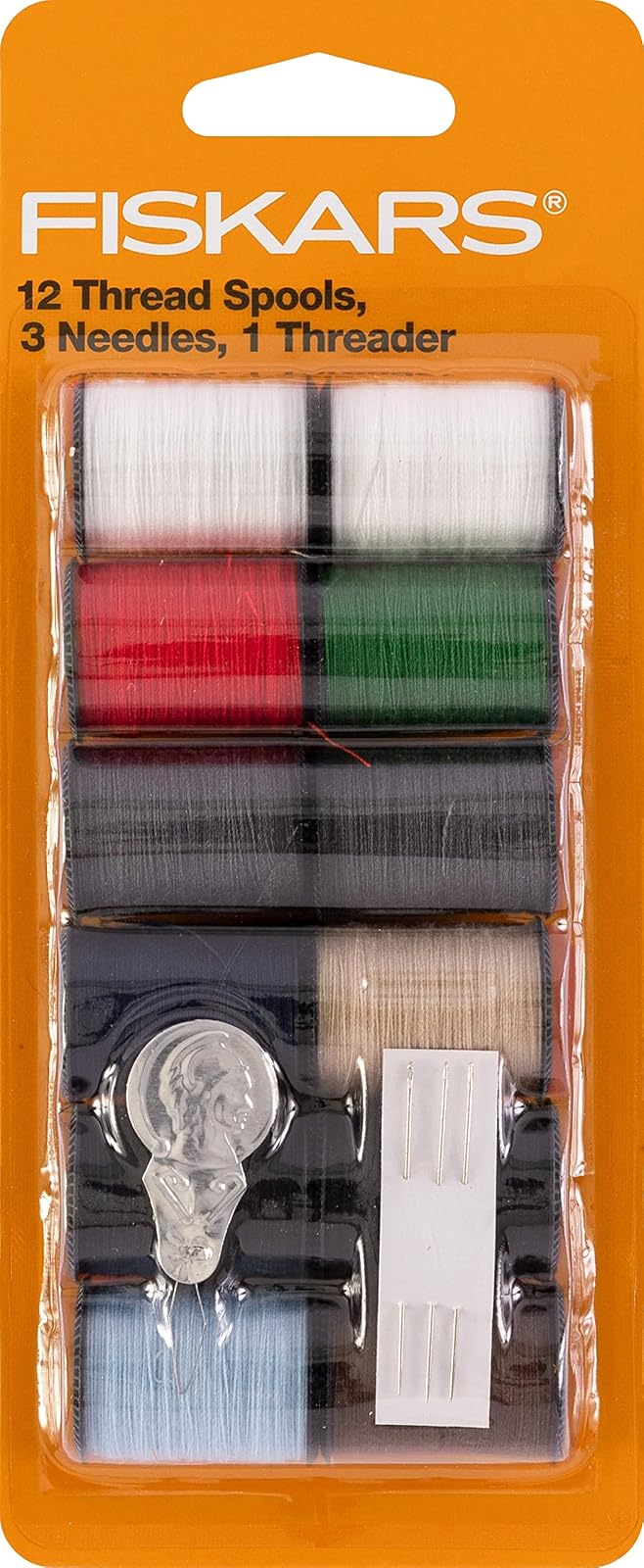Fiskars Hilo de coser a mano, accesorios de costura y suministros para hilo para coser, paquete de 12 colores estándar