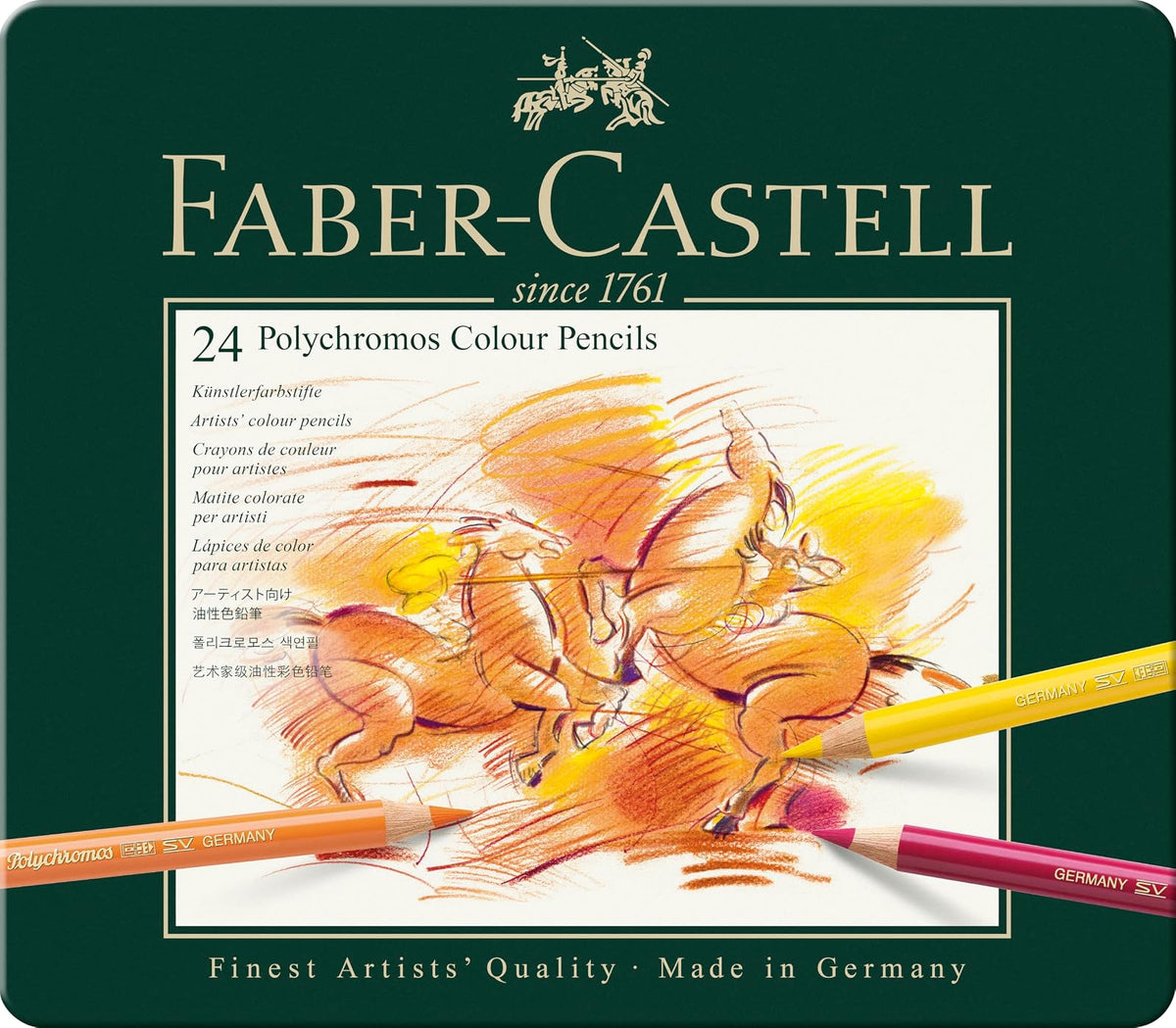 Faber-Castell Polychromos Profesionales para Arte con 24 distintos Colores, set colores de calidad profesional, diseñado para ofrecer a los artistas y aficionados una herramienta de dibujo excepcional