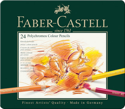 Faber-Castell Polychromos Profesionales para Arte con 24 distintos Colores, set colores de calidad profesional, diseñado para ofrecer a los artistas y aficionados una herramienta de dibujo excepcional