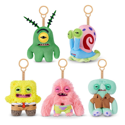 Fuggler Spongebob Keyrings 5" | Paquete de 5 llaveros de peluche de 5 pulgadas, diseño de monstruo feo divertido