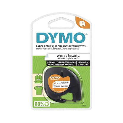 Dymo 18771 Cinta LT Tela Planchable 12mm X 2m, blanco