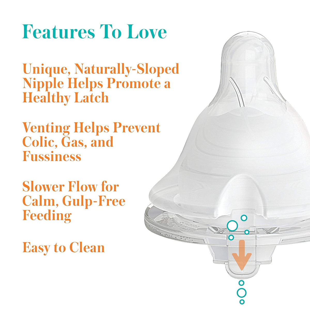 Evenflo Feeding Balance + cuello ancho sin BPA silicona flujo medio biberón de bebé pezón – 3 meses + 6 ct