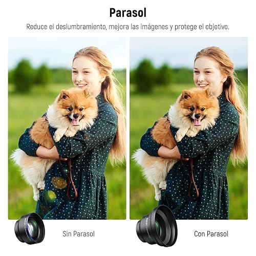 NEEWER HD 65mm Telefoto Phone Camera Lens con Parasol Solo para 17mm Rosca Placa Trasera Phone Cage Case, 1.7X Zoom Accesorio Lente Compatible con iPhone 16, 15, S25, S24 Ultra, Android, LS-66