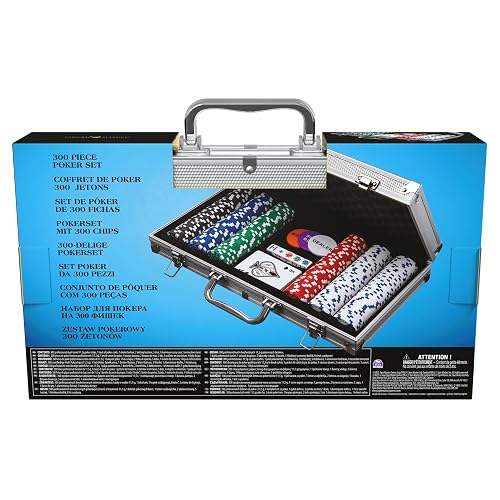 Spin Master Games Cardinal, Juego de póquer de 300 Piezas con Estuche de Aluminio y fichas Profesionales de 11.5 g más 5 Dados de póquer, para Adultos y niños a Partir de 10 años