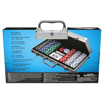 Spin Master Games Cardinal, Juego de póquer de 300 Piezas con Estuche de Aluminio y fichas Profesionales de 11.5 g más 5 Dados de póquer, para Adultos y niños a Partir de 10 años