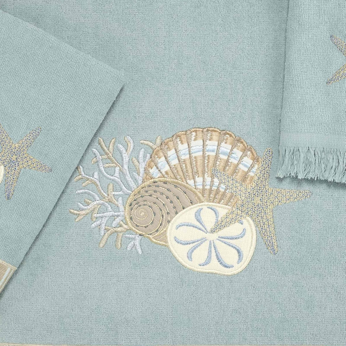 Avanti Linens - Juego de Toallas de 3 Piezas, algodón Suave y Absorbente, decoración Costera del hogar (por The Sea Collection, Mineral)