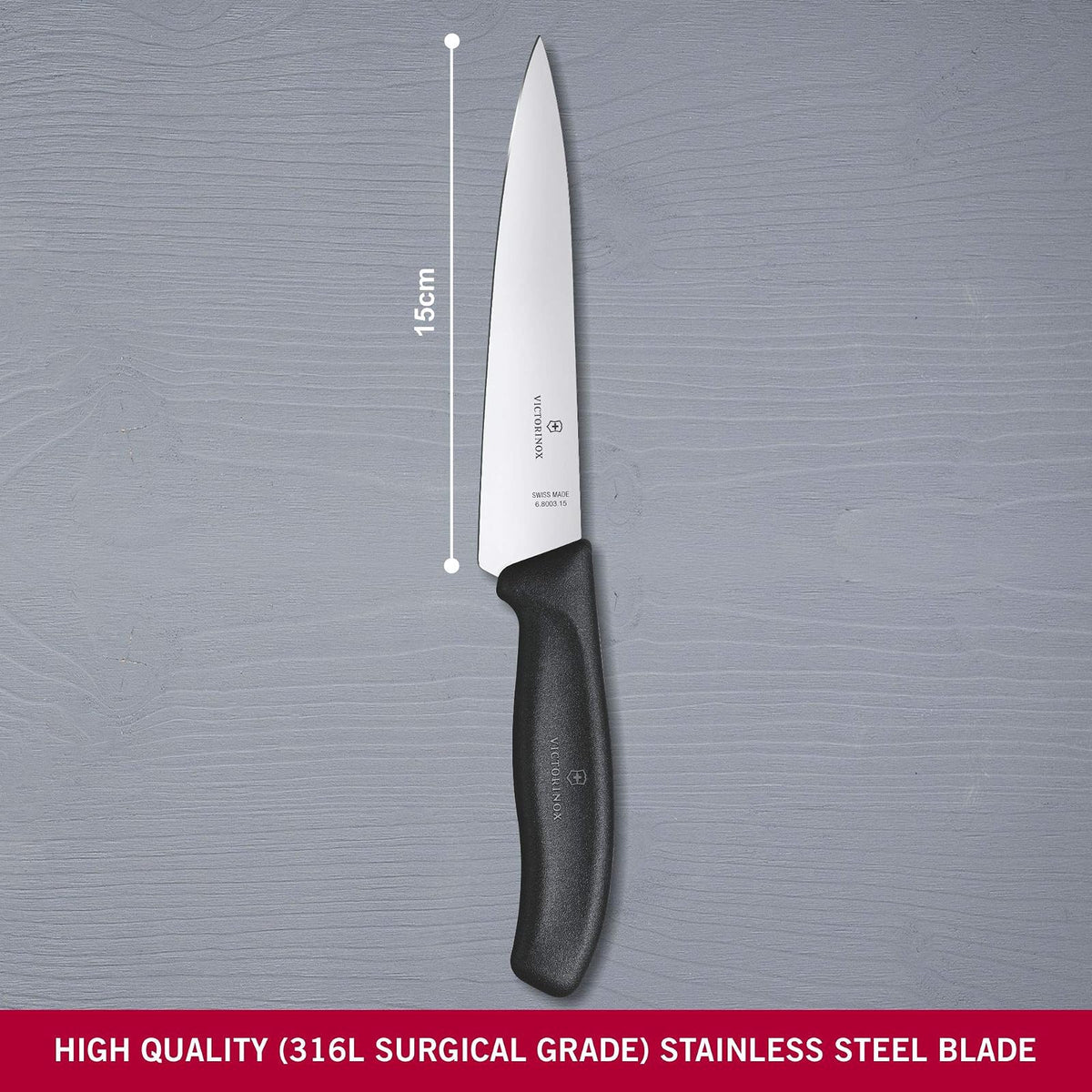 Victorinox 6.8003.15G Cuchillo De Cocina, 15 Cm, Negro
