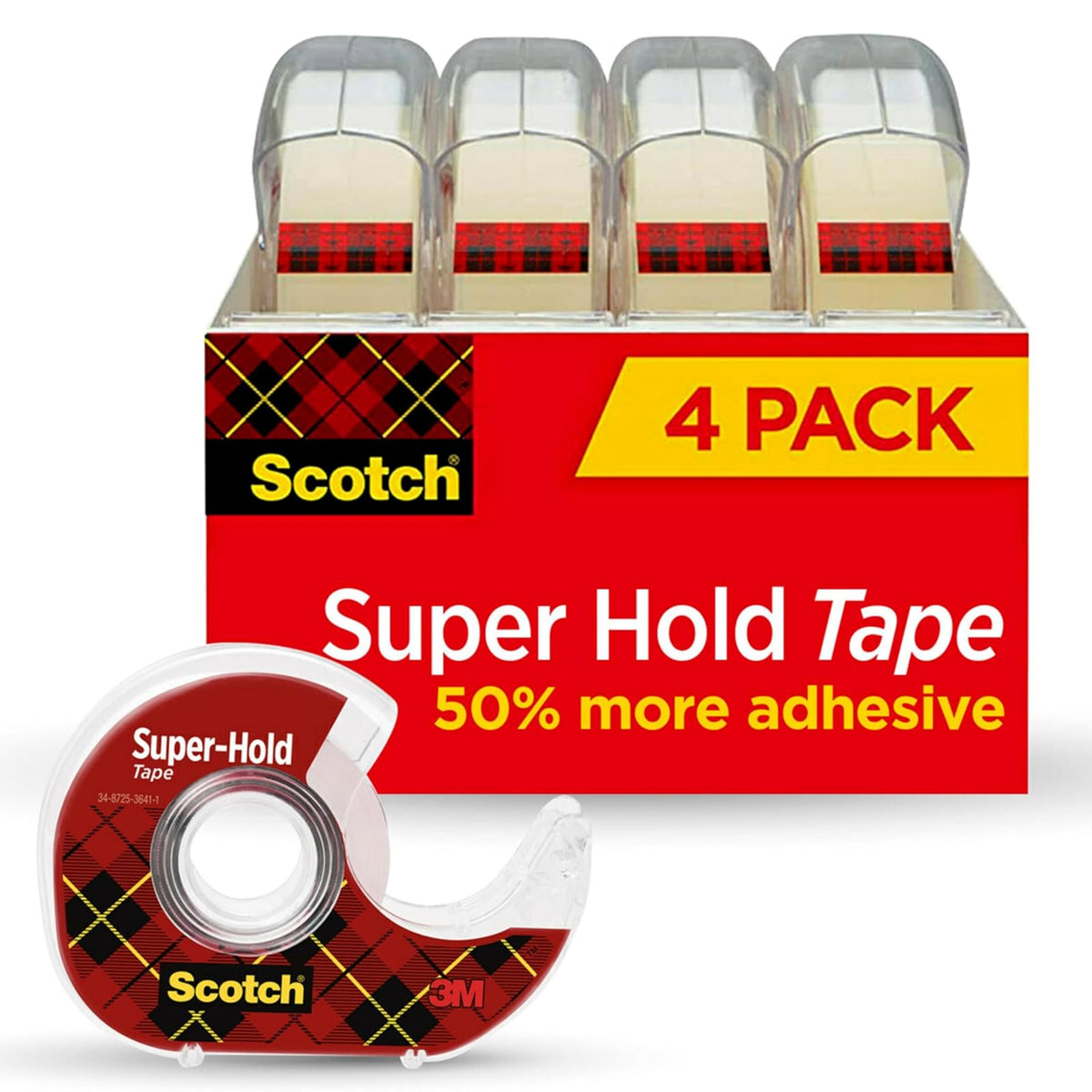 Scotch super-hold cinta adhesiva, 3/4"x 650", Paquete de 4 (4198)