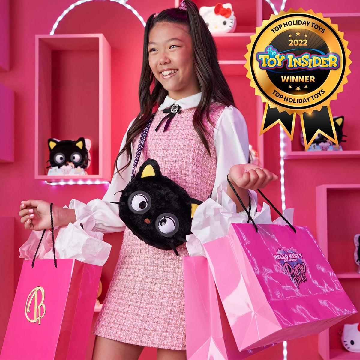 Purse Pets Bolso para Mascotas, Sanrio Hello Kitty y Amigos, Juguete Interactivo para Mascotas Chococat y Bolso Cruzado Kawaii, más de 30 Sonidos y reacciones, Regalos para niñas y Adolescentes