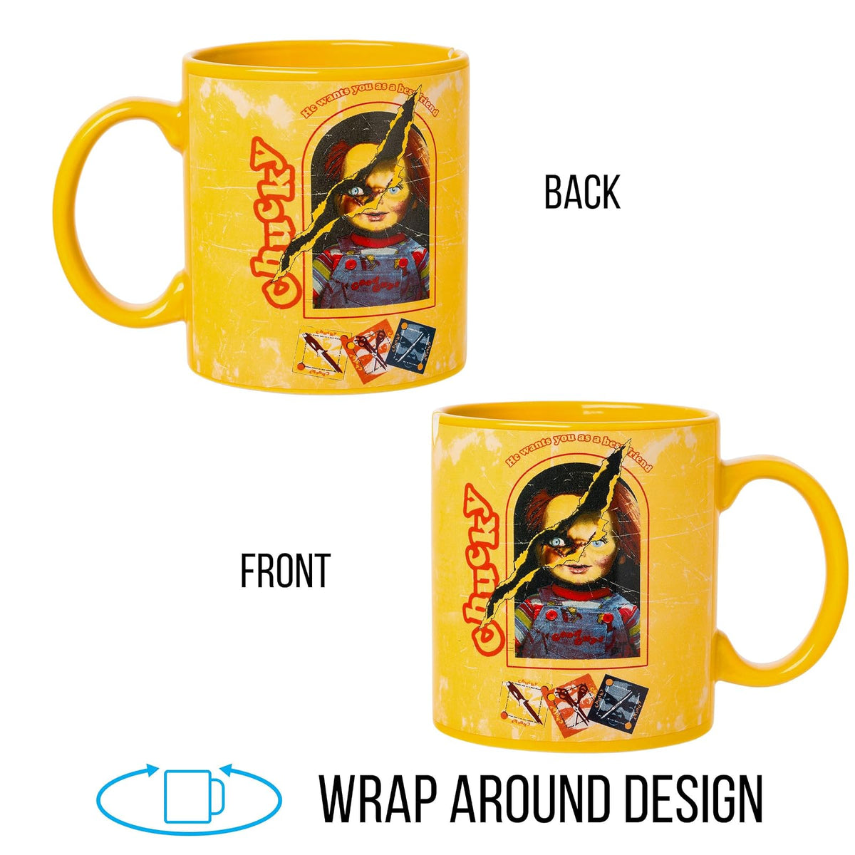 Silver Buffalo Chucky Horror "He Wants You as a Best Friend" Taza de cerámica, 20 onzas