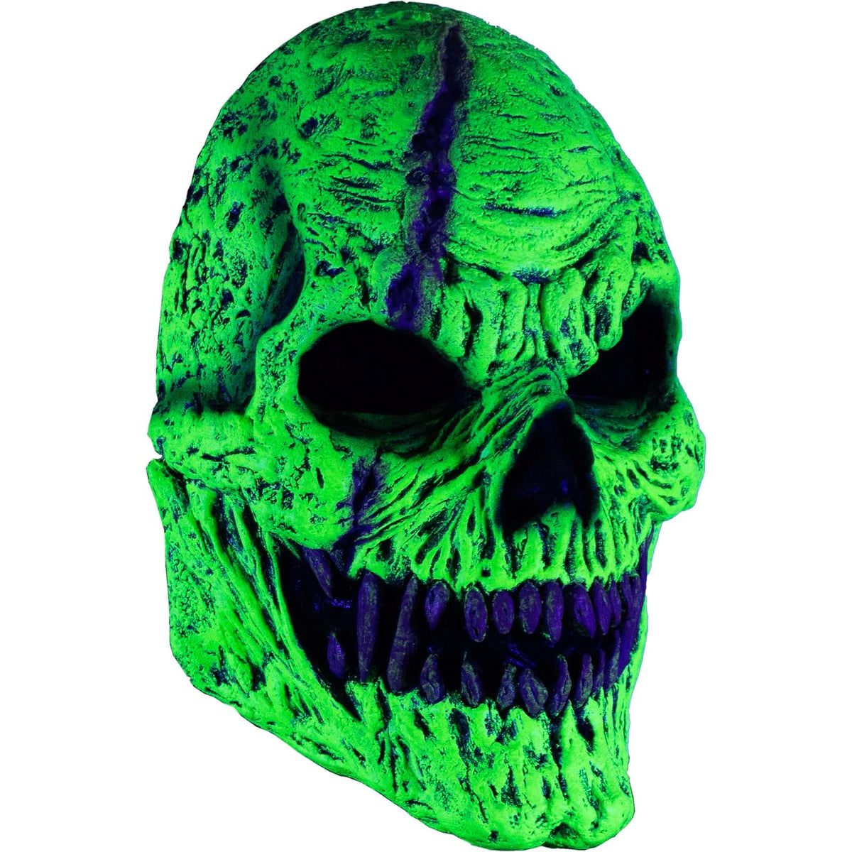 Ghoulish Productions Máscara De Látex Skull fangs Green Monster, Urban Mask Efecto Neón Calavera Creepy, Disfraz Aterrador para Halloween y Fiestas Temáticas, Cosplay, Diseño Artesanal Face Mask