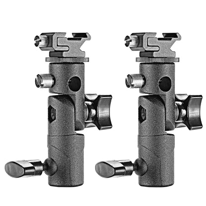 NEEWER 2 Piezas Rótula Giratoria en Forma de E con Soporte de Paraguas para Camra Canon Nikon Pentax Olympus y Otros Flashes, Luz del Estudio, LED Luz