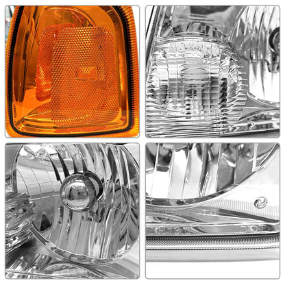 ADCARLIGHTS para Ford Ranger 2001, 2002, 2003, 2004, 2005, 2006, 2007, 2008, 2009, 2010, 2011 Conjunto de Faro Delantero con Lente Transparente Carcasa Cromada Reflector Ámbar Reemplazo de Faro