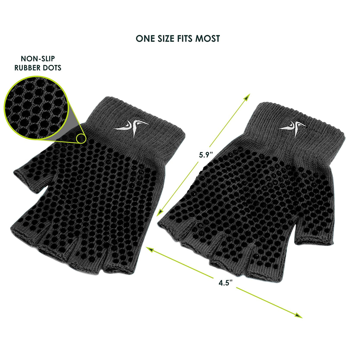 ProsourceFit Grippy Yoga Gloves, One Size Fits All, Non-Slip Fingerless Design