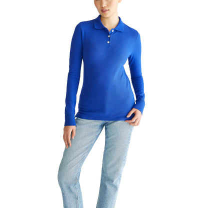 Aeropostale Polo Aero Manga Larga para Mujer - G - Azul (honorable blue)