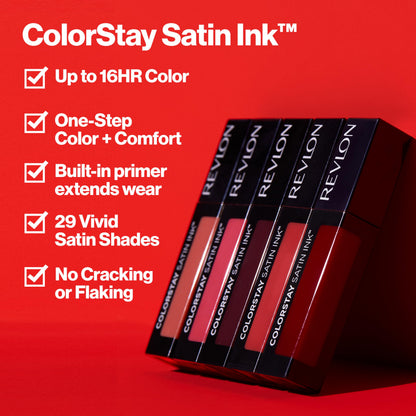 Labial Líquido Revlon ColorStay Satin Ink tono Mauvey, Darling