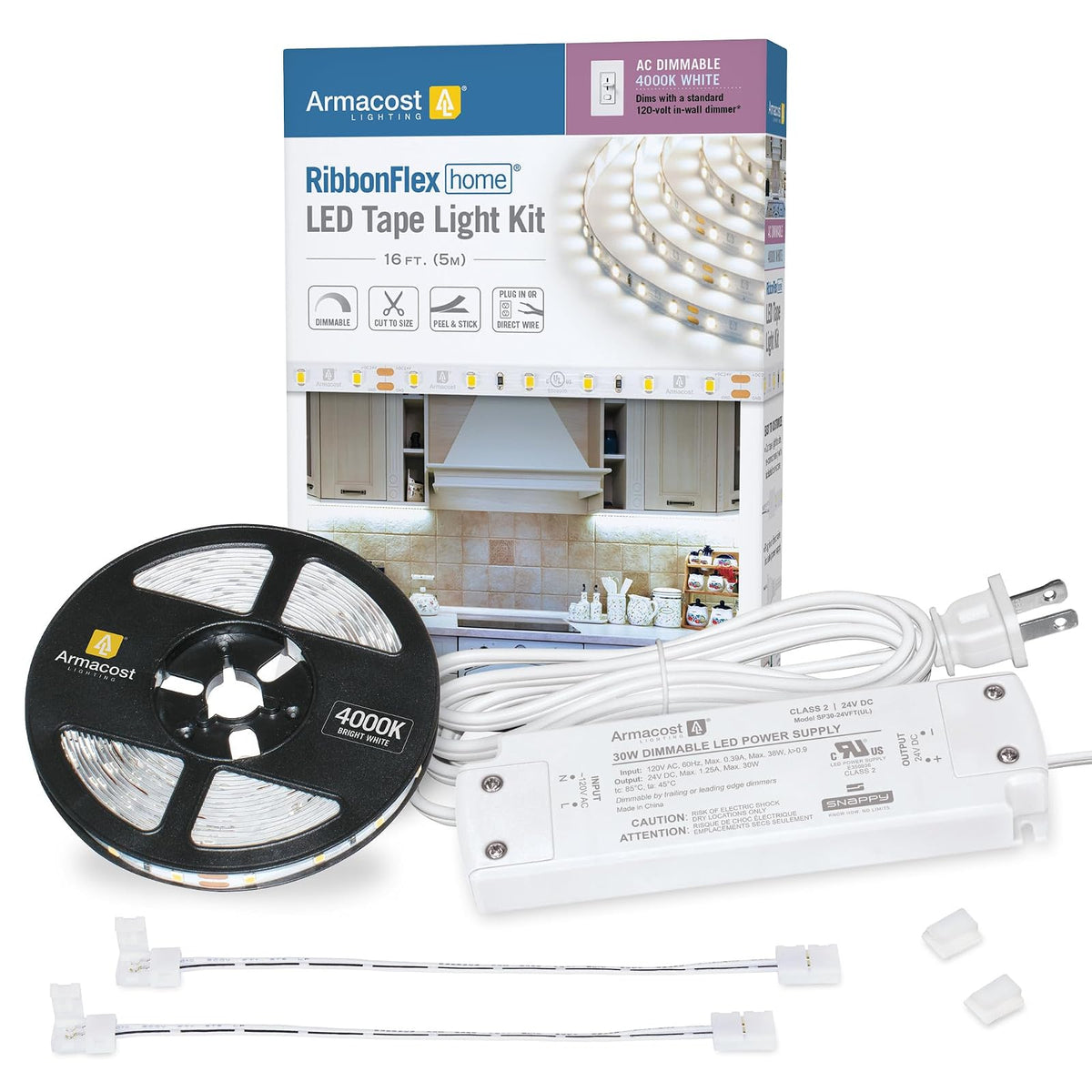 Armacost Lighting RibbonFlex Home 425502 - Kit de luces LED de color blanco brillante regulable, 4000 K (5 m), 16.5 pies, 425502