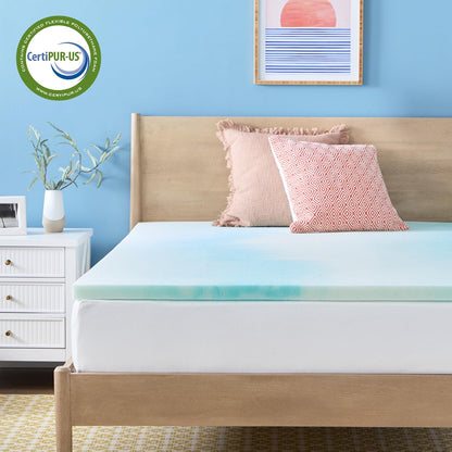 Linenspa - Colchoneta de Memory Foam con Gel y Diseño de Remolino - Sobrecolchón Refrescante de 5 cm - Topper para Colchón - Sensación Suave y Acolchada - Alivia Puntos de Presión - Individual