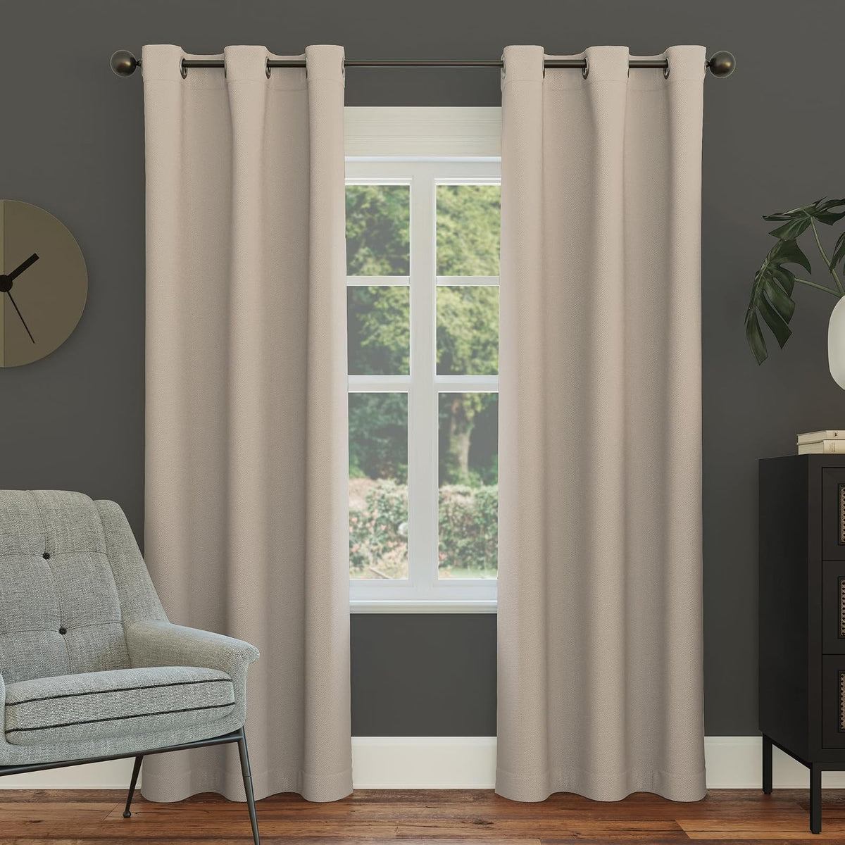 Sun Zero Easton - Cortina Opaca con Ojales, Panel Individual - Piedra - 101.6An x 160Al cm (1 Paneles)
